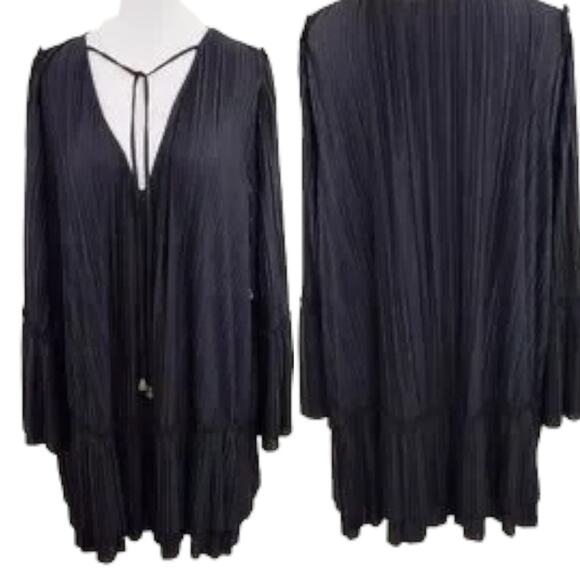 NWT Free People Can't Help It Plisse mini dress black pleated size Small - Picture 5 of 10